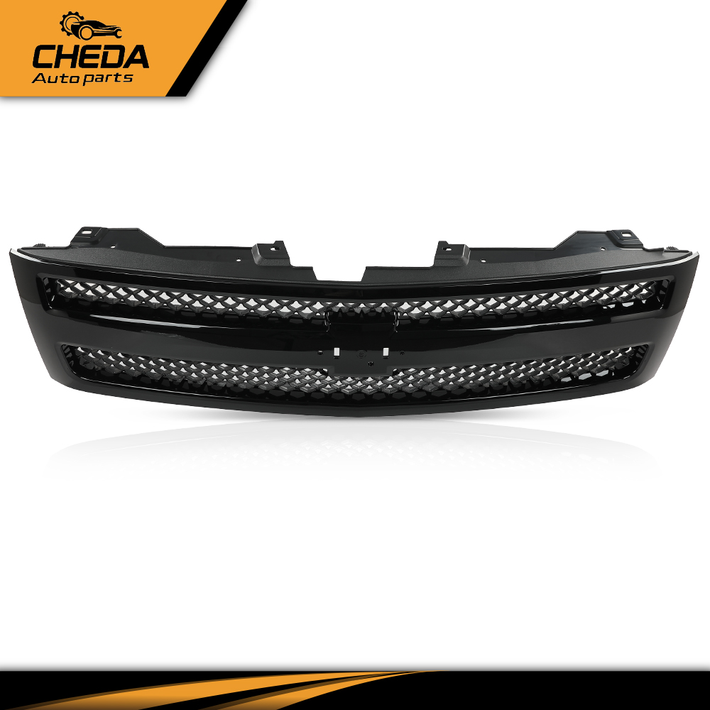Front Bumper Grille For 2007-2013 Chevy Silverado 1500 – Chrome Frame, Matte Black Mesh Insert